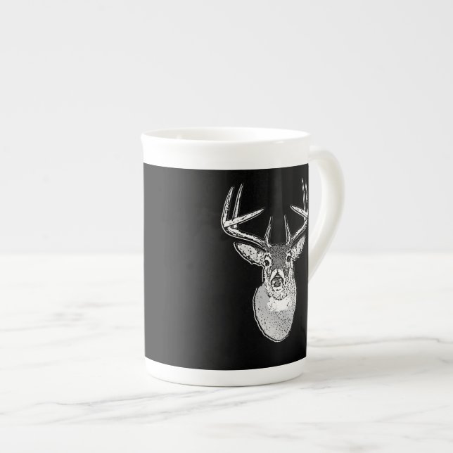 Caneca De Porcelana Buck na cabeça do véu branco preto (Frente Esquerda)