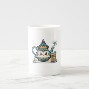Caneca De Porcelana Bule Charming Bule Marroquino Chaleira e Arte em V