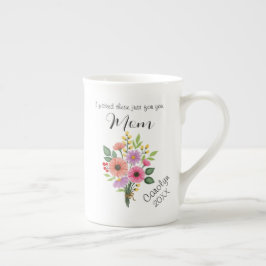 Caneca De Porcelana Buquê de Aquarela do Dia da Mãe Personalizado