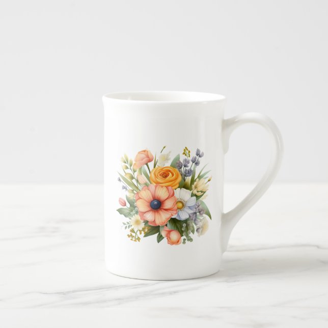 Caneca De Porcelana Buquê de Flores da Primavera Clipart-92390 (Direita)