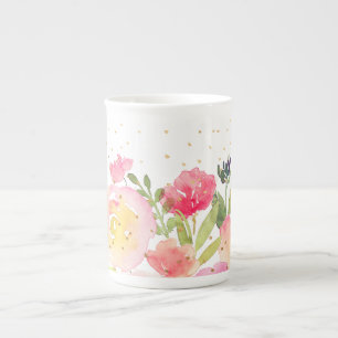 Caneca De Porcelana Buquê PixDezines Floral/Watercolor/Primavera