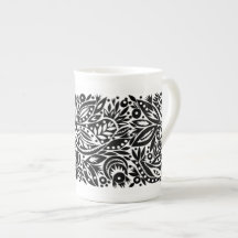 BW Bird Art Cutouts Bone China Mug