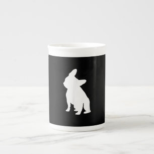 Caneca De Porcelana Cabeça de Bulldog Francesa, Roupa de Inclinação