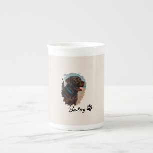 Caneca De Porcelana Cachorro Labrador de Chocolate Bonito - Bailey P