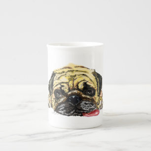 Caneca De Porcelana Cachorro Mops - Desenho - Divertido