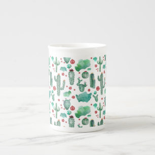 Caneca De Porcelana cacto e padrão de ladybug - fundo branco