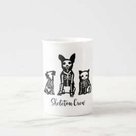 Caneca De Porcelana Cães e gato de grupo de esqueleto