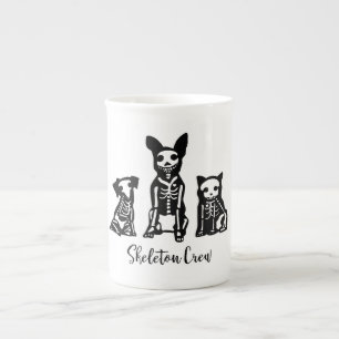 Caneca De Porcelana Cães e gato de grupo de esqueleto