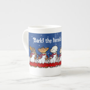 Caneca De Porcelana Cães engraçados cantando carols Pug Pomerânia Nata
