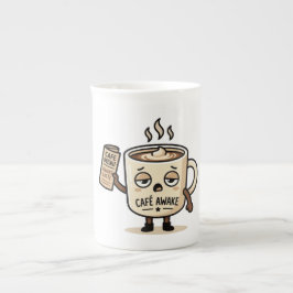 Caneca De Porcelana Café Awake Cute Sleepy Coffee Mascot Illustration