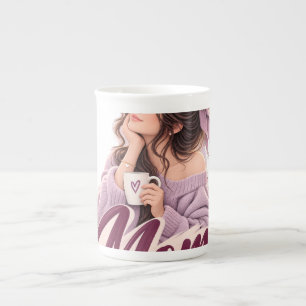 Caneca De Porcelana Café da Mamãe com Coqueiro Desarrumado — Estética