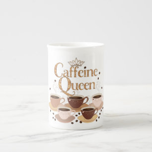 Caneca De Porcelana Cafeine Queen - Elegante Bone China Coffee Mug
