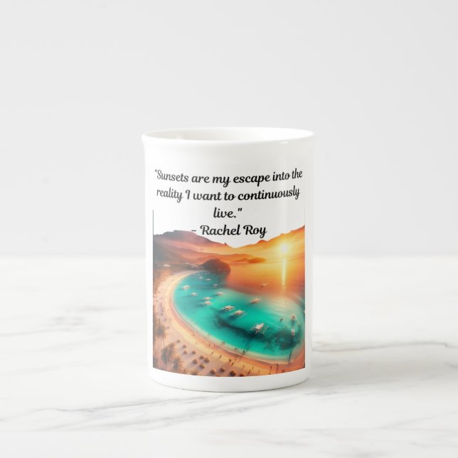 Caneca De Porcelana Camisa T de escape sunset (Frente)