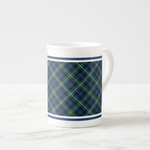Caneca De Porcelana Campbell da xadrez dos azuis marinhos do Tartan da