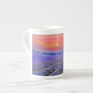 Caneca De Porcelana Campos de lavanda no Sunset