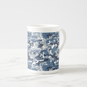 Caneca De Porcelana Camuflagem Azul de Neve de Inverno, Militar, Exérc