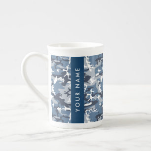Caneca De Porcelana Camuflagem Azul Neve de Inverno Personalize seu no