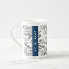 Caneca De Porcelana Camuflagem Cinza Neve de Inverno Personalize seu n