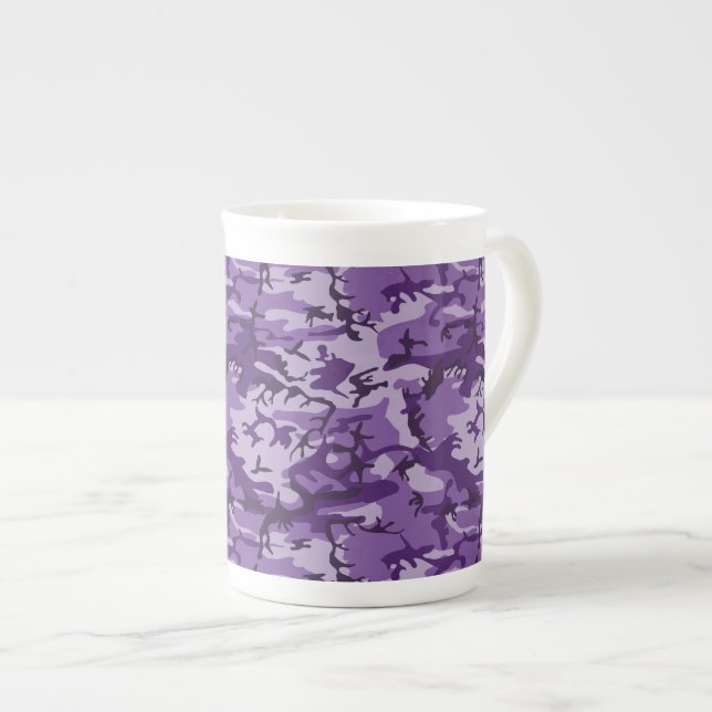Caneca De Porcelana Camuflagem Roxa, Militar, Exército (Frente Esquerda)
