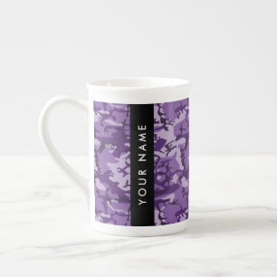 Caneca De Porcelana Camuflagem Roxa Personalize seu nome