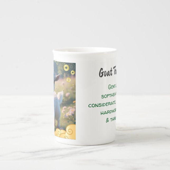 Caneca De Porcelana Capim/Ovinos - Zodiac Chinês (Frente)