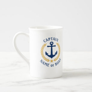 Caneca De Porcelana Capitão Boat Name Anchor Dourado Style Laurel Mar
