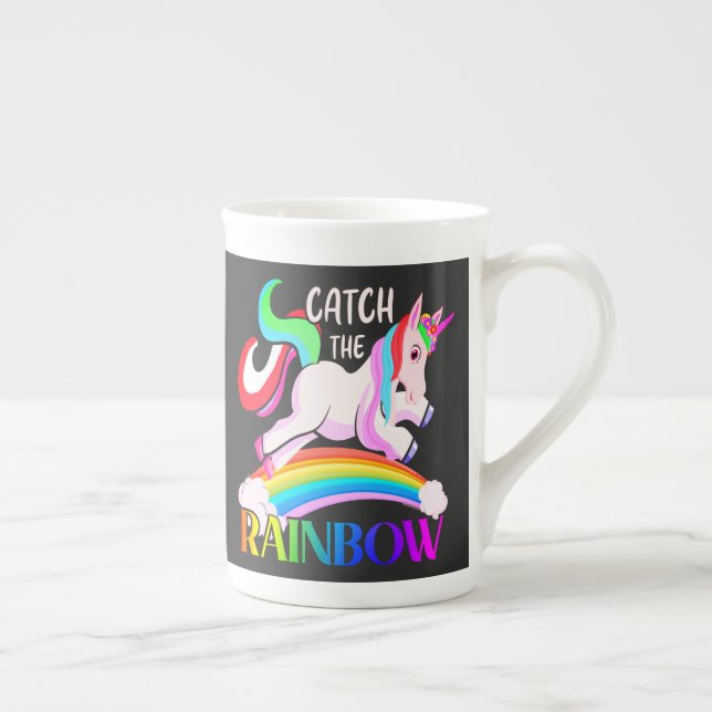 Caneca De Porcelana Capturar o Design do Unicórnio Arco-íris (Direita)