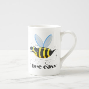 Caneca De Porcelana Caráter de abelha com óculos de sol do bigode Abel