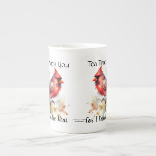 Caneca De Porcelana Cardinal Aquarela Chá Personalizar Tempo