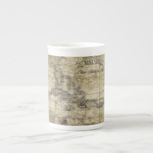 Caneca De Porcelana Caribe - mapa antigo