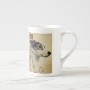 Caneca De Porcelana Cartão do vintage de Jack Russell