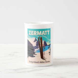 Caneca De Porcelana Cartaz de férias de esqui em Zermatt