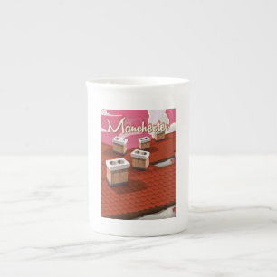 Caneca De Porcelana cartaz de viagem de desenho animado de Manchester,