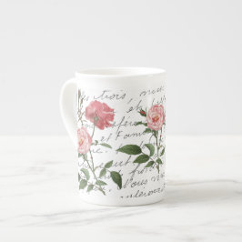 Caneca De Porcelana Carte de Flor de Rosa de Vintage em francês Postal