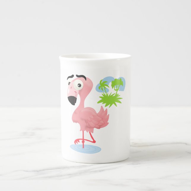 Caneca De Porcelana Cartoon Flamingo Bone China Mug (Frente)