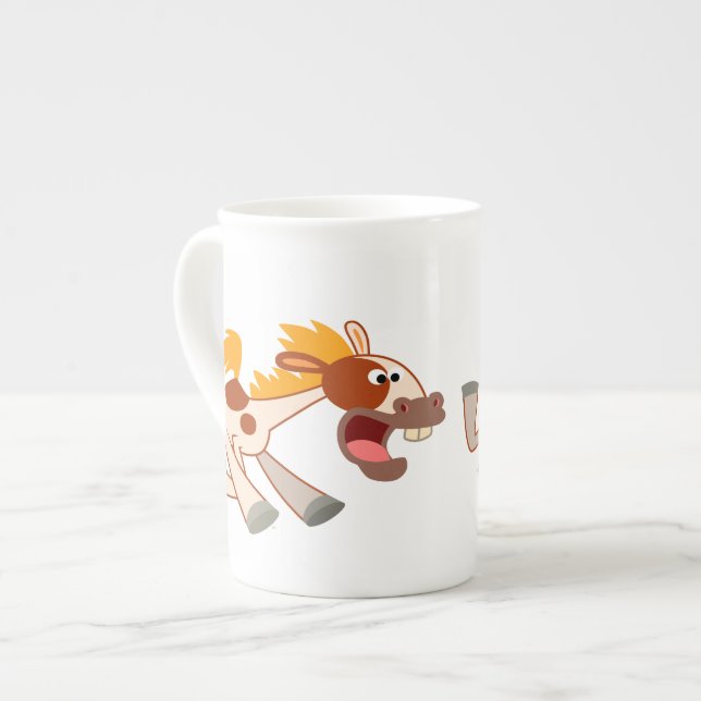 Caneca De Porcelana Cartoon Livremente Pinto Horse Bone China Tumg (Frente Esquerda)