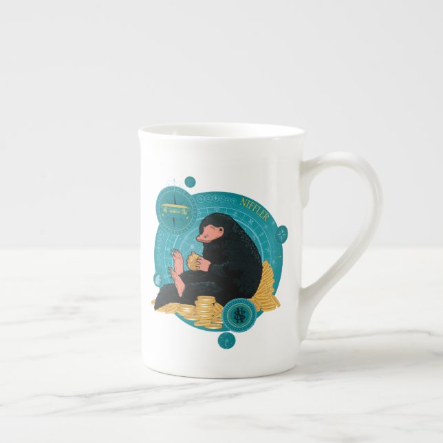Caneca De Porcelana Cartoon NIFFLER™ com moedas Douradas (Direita)