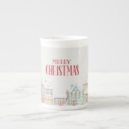 Caneca De Porcelana Casas de Inverno de Natal Aconchegantes