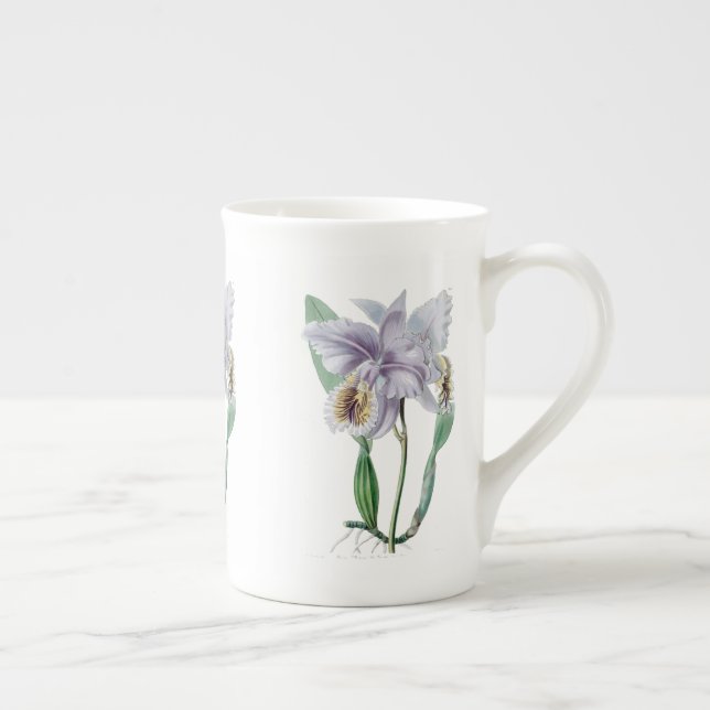 Caneca De Porcelana Cattleya Orchid Botanic Bone China Mug (Direita)
