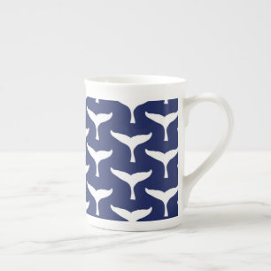 Caneca De Porcelana Cauda de Baleia Branca Animal Marinho Oceano Azul 