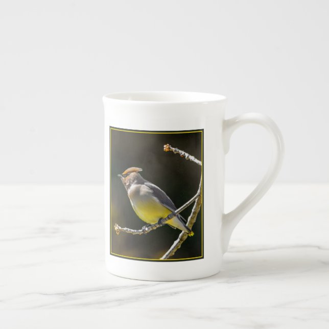 Caneca De Porcelana Cedar Waxwing Songbird Original Foto de Pássaro Se (Direita)