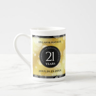 Caneca De Porcelana Celebração do Aniversário de Casamento de Brass da