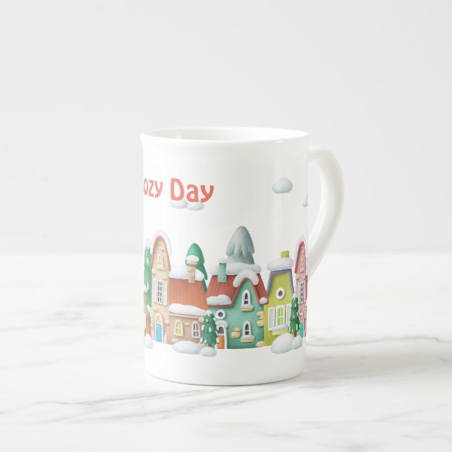 Caneca De Porcelana Cena de inverno (Frente Esquerda)