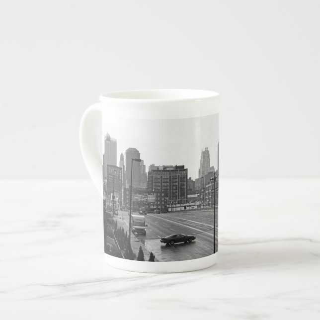 Caneca De Porcelana Centro Kansas City, Missouri Black & White Photo (Frente Esquerda)