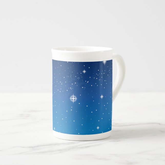 Caneca De Porcelana Céu Noturno Estrelado Azul Profundo (Frente Esquerda)