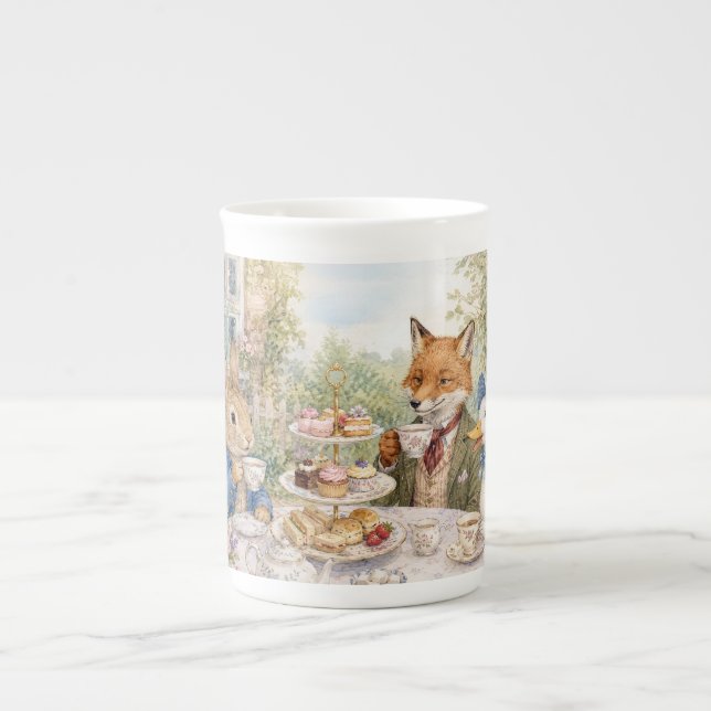 Caneca De Porcelana Chá da Tarde Clássico do Coelho Pato Raposa (Frente)