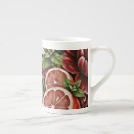 Caneca De Porcelana Chá de Bebê de Verão Rústico com Floral de Citros