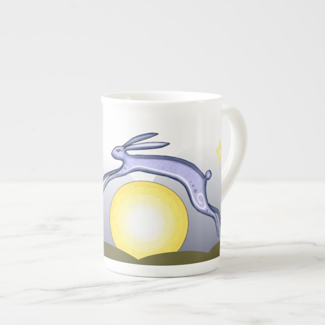 Caneca De Porcelana Chá do coelho e da lua (Frente Esquerda)
