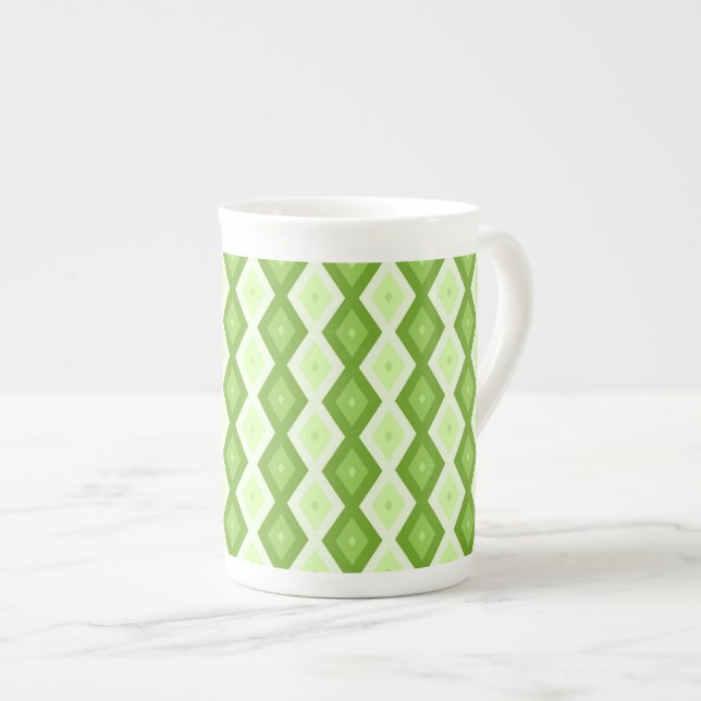 Caneca De Porcelana Chartreuse green diamond pattern (Frente Esquerda)
