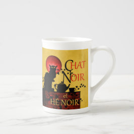 Caneca De Porcelana Chat Noir et Thé Noir, Black Cat Tea